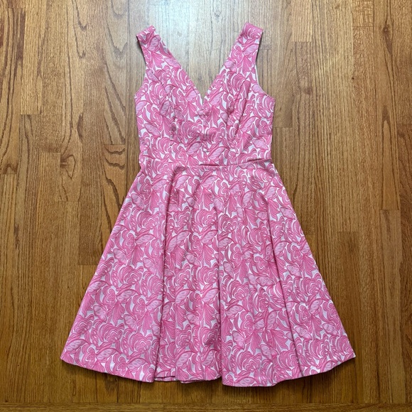 Anthropologie Maeve Claribel Jacquard Applique Barbiecore Dress Size 6 - Picture 3 of 16